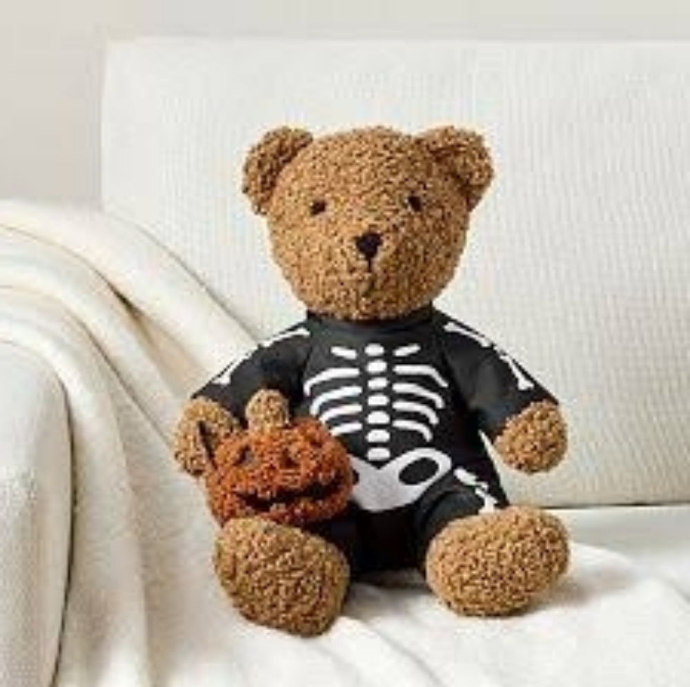 Pottery Barn Brown Bear in Black Skeleton Costume